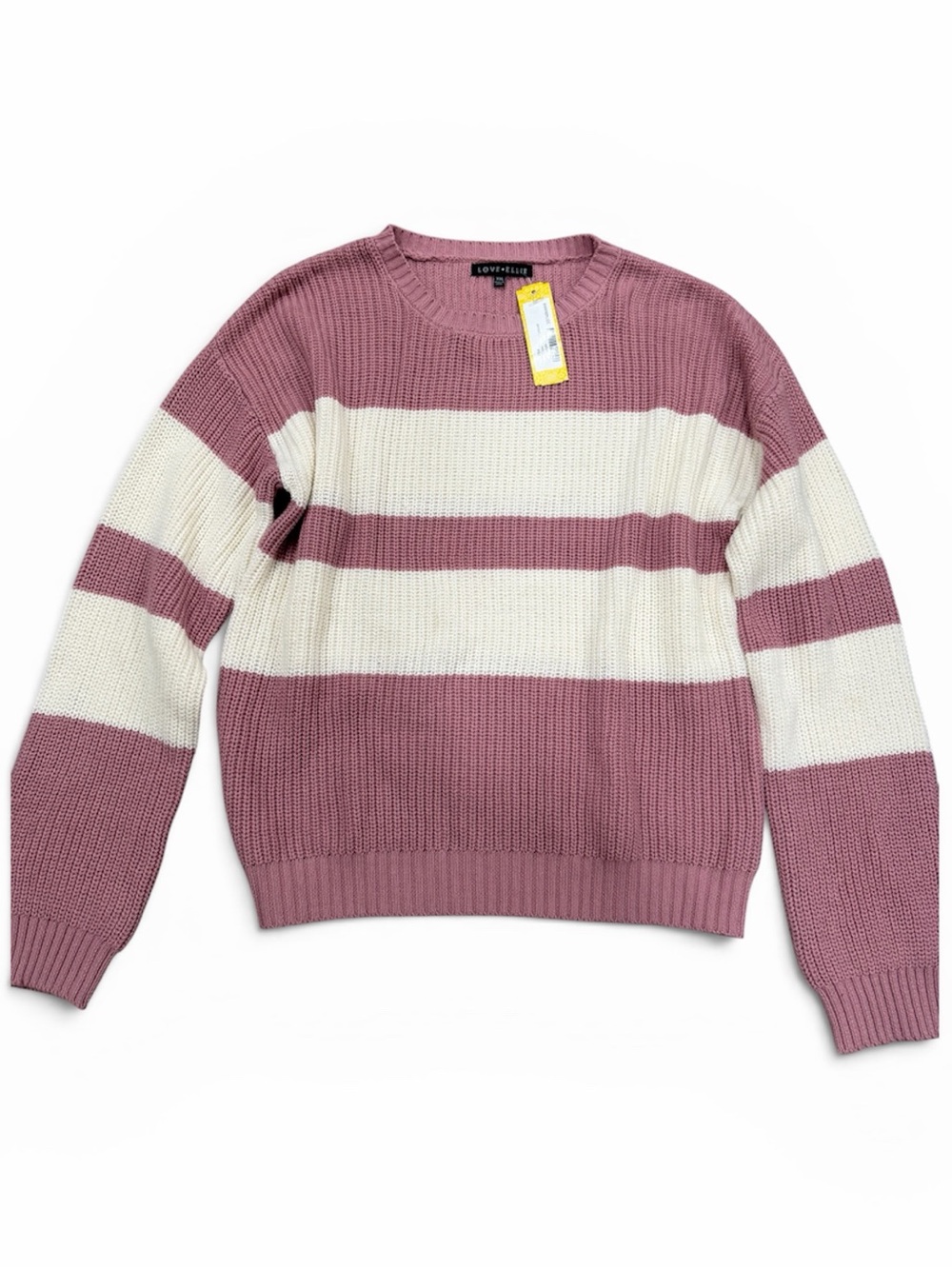 Striped Dusty Rose & White Knit Sweater
